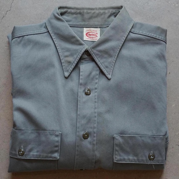 1940s Cowden Gray Twill Shirt Union Made Sanforized Workwear - Picture 1 of 10